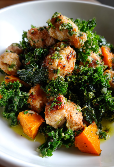 Chicken kale sweet potato bowl