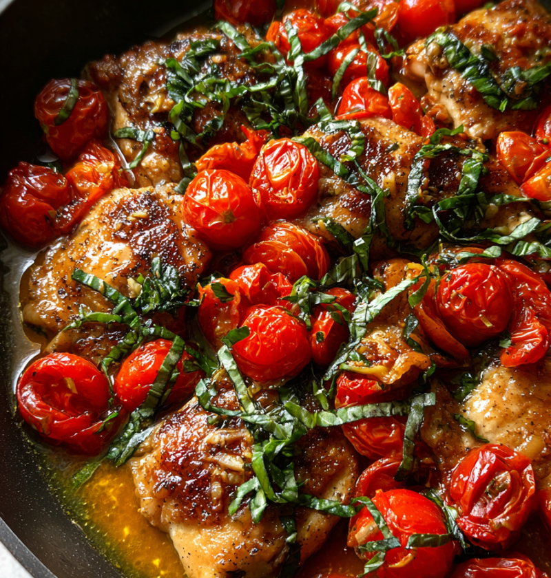 Chicken tomato basil skillet