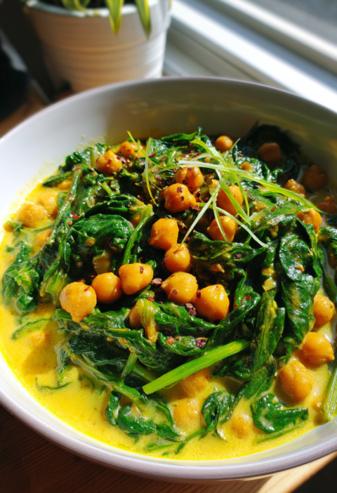 Chickpea spinach coconut curry