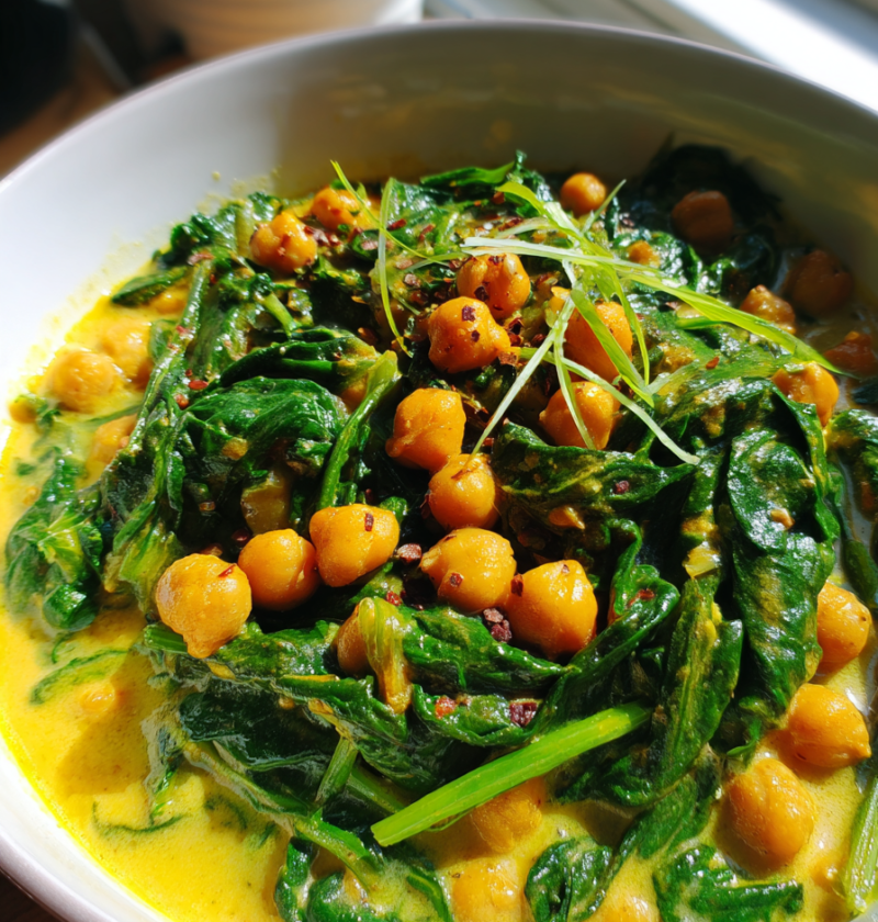 Chickpea spinach coconut curry