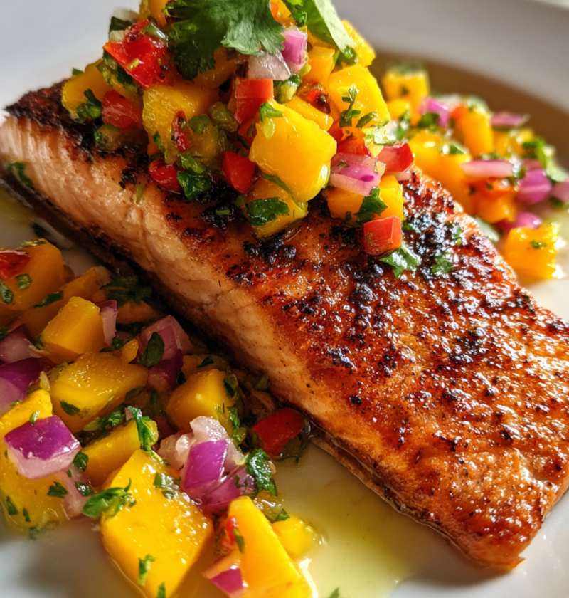 Grilled salmon mango salsa