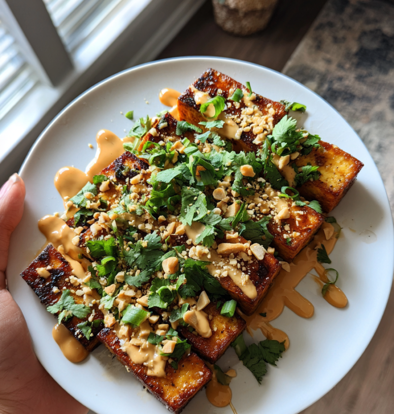 Grilled tofu peanut sauce