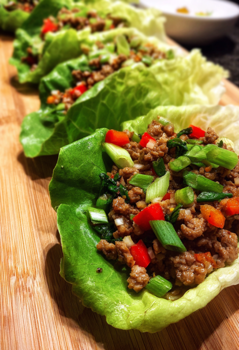Healthy beef lettuce cups