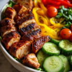 Healthy chicken harissa bowl