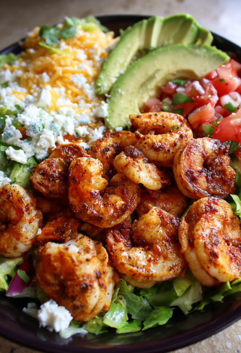 Healthy shrimp taco bowl
