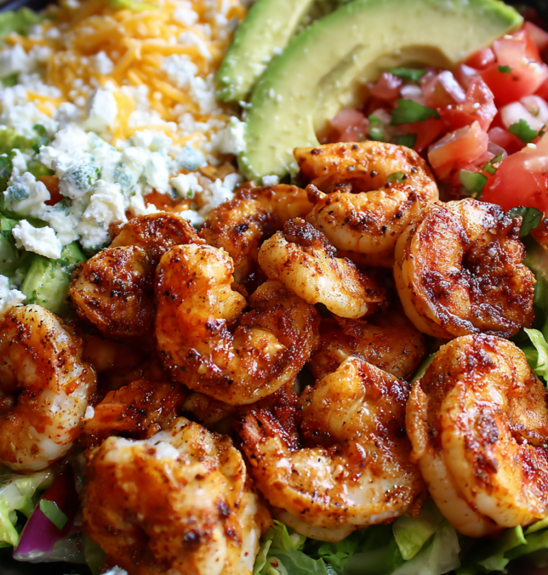 Healthy shrimp taco bowl