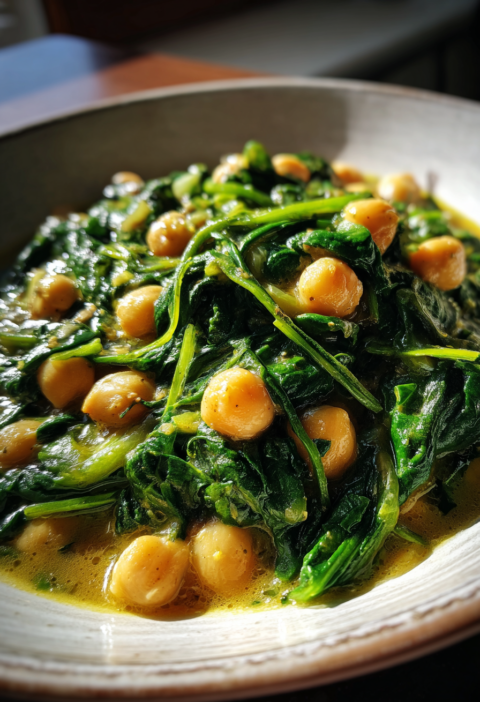 Healthy spinach chickpea stew