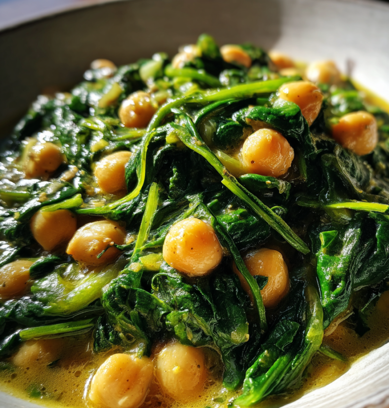 Healthy spinach chickpea stew