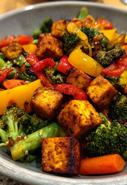 Healthy tofu vegetable stir fry