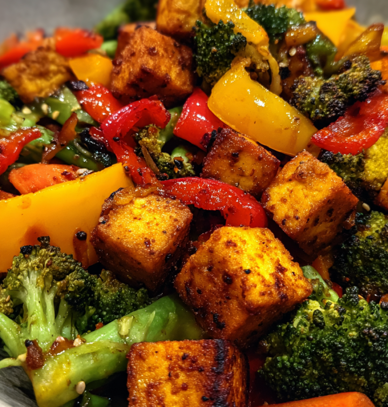Healthy tofu vegetable stir fry