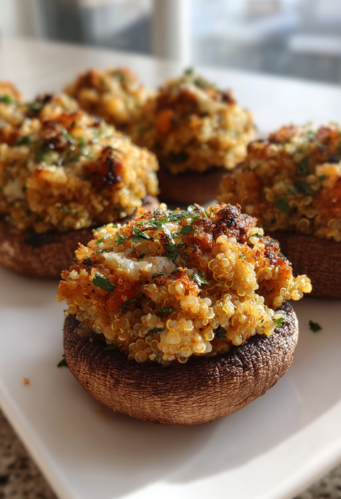 Quinoa stuffed mushrooms