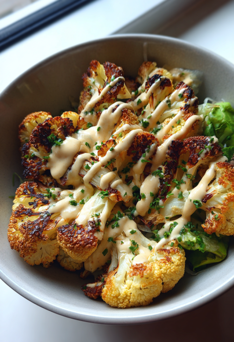 Roasted cauliflower tahini bowl