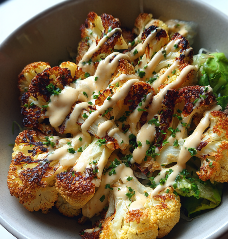 Roasted cauliflower tahini bowl