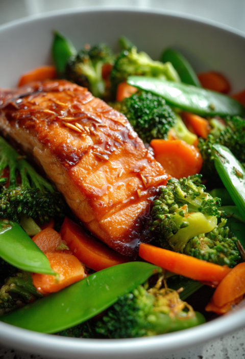 Salmon miso vegetable bowl