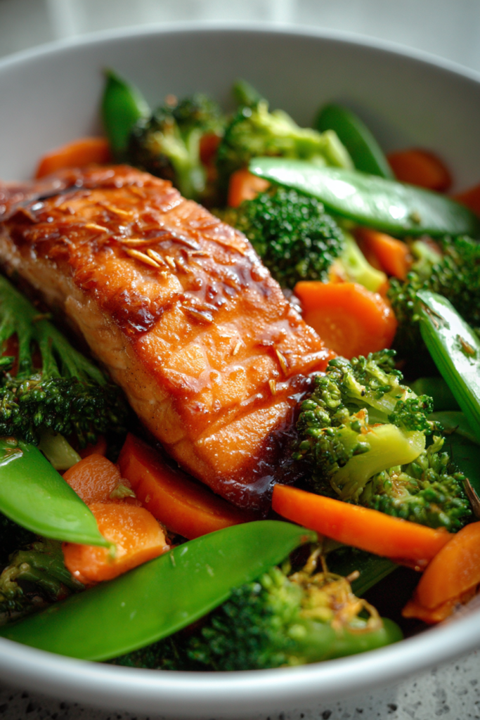 Salmon miso vegetable bowl