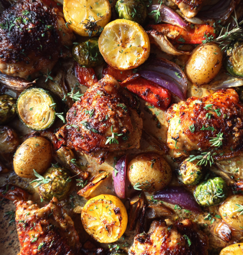 Sheet pan lemon chicken vegetables