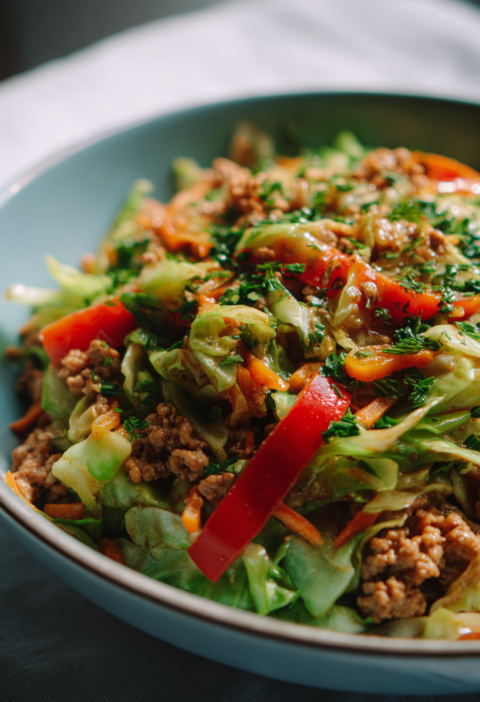 Spicy turkey cabbage bowls