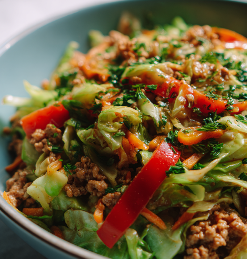 Spicy turkey cabbage bowls