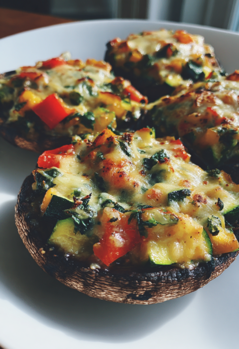 Vegetable stuffed portobello mushrooms