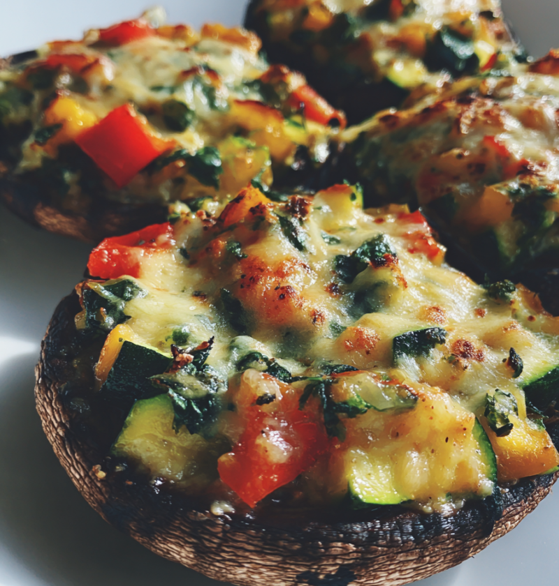 Vegetable stuffed portobello mushrooms